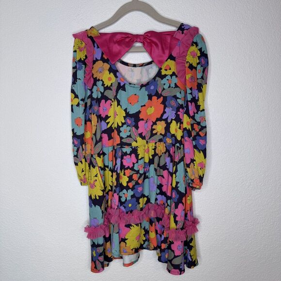 NEW Finding Foxtale Girls You're Invited Party Dress SZ 4 Pink Bow Artsy Floral - Picture 4 of 9